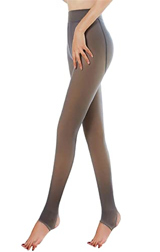 Joligiao Damen Winter Strumpfhose Elastische Translucent Thermal Leggings Warm Gefüttert Thermo Leggings Slim Hohe Taille Verdickte Fleece Pantyhose dicke Hosen，Kaffee，90g von Joligiao