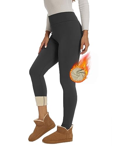 Joligiao GefüTterte Leggings Damen, Tragbare Hohe Taille Thermo Leggings Mit Dicke Innenfleece Sportleggins, Winter Warme Yogahose Laufhose GefüTterte Strumpfhose von Joligiao