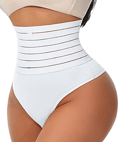 Joligiao Hohe Taille Miederslip Strings Tanga Unterwäsche Damen Shapewear Miederslip Body Shaper Tanga Mieder String Bauchweg Shapewear Figurformender Slip Nahtlos Unterhose Taille Shaping,M,Weiß von Joligiao