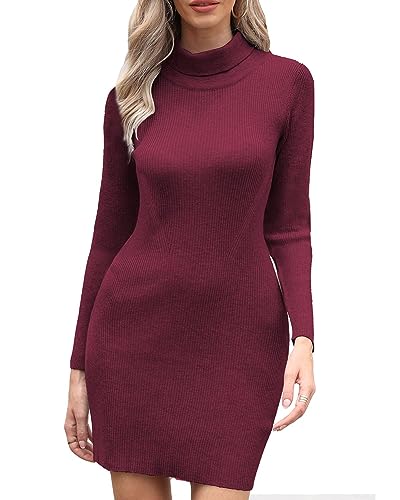 Joligiao Knitted Dress Herbst Strickkleid Damen Cashmere Kleid Hochgeschlossenes Warmes Innenkleid Langarm Winterkleid Hohe Elastizität Pulloverkleid Damen Herbst/Winter Enges Strickkleid Skim Dress von Joligiao