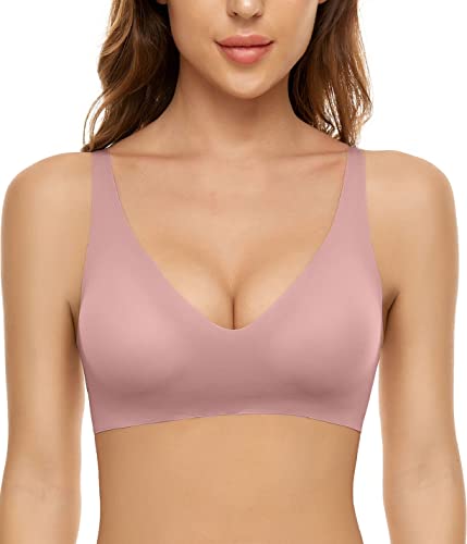 Joligiao Push Up Dessous für Frauen Täglich BH Einfarbiger Classics BHS Soft Bralette Nahtloser Schlaf-BH Mit Abnehmbaren Polstern,Rosa,M von Joligiao