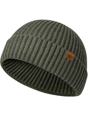 Joligiao Unisex Retro Trawler Winter Beanie Hat Baseballkappe Blickdicht Beanie Mütze Winter Warme Wintermuetze Strickmuetze Fisherman Beanie Rollup Edge Schädeldecke(Dunkelgrün,Einheitsgröße) von Joligiao
