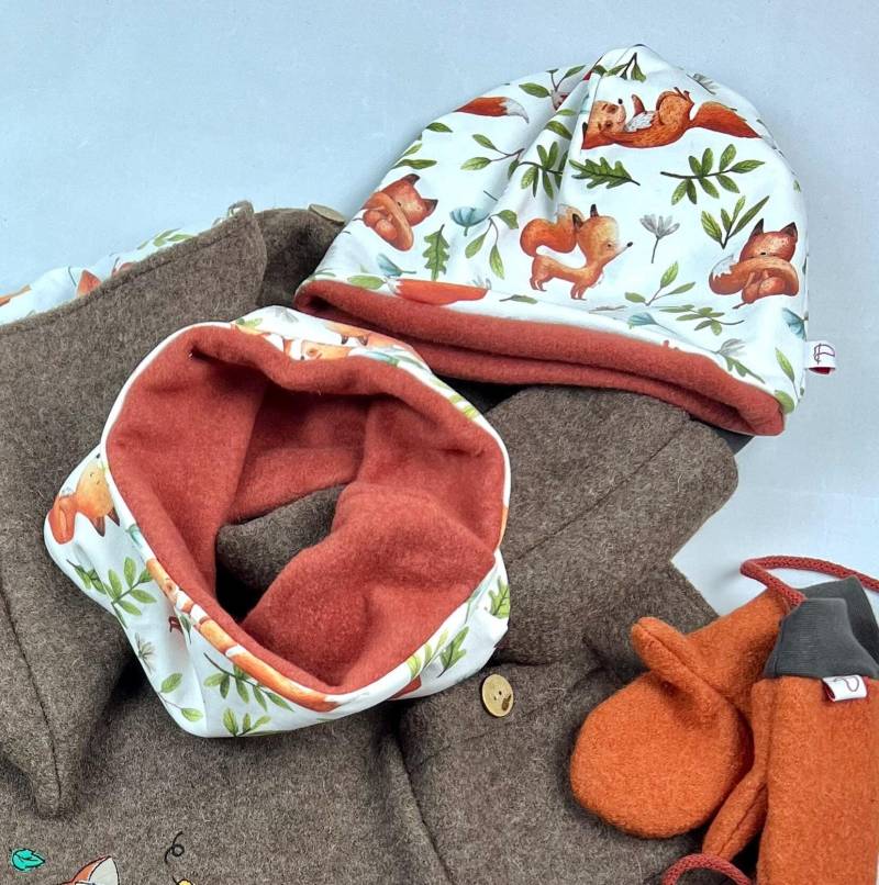 Beanie Und Loop Mit Fleece Gefüttert in Frei Wählbarer Kombination von JolisHandmade