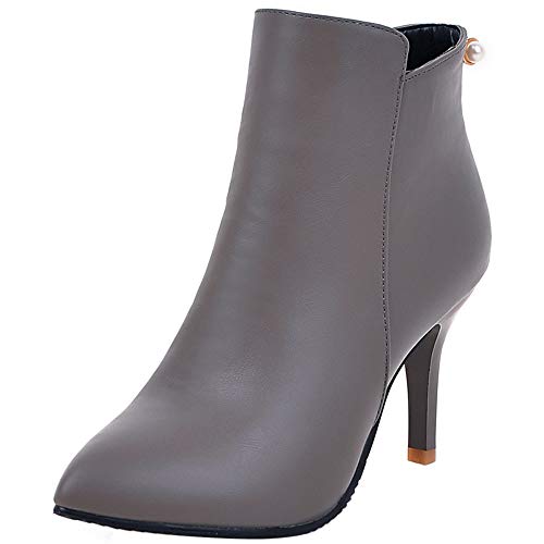 Joliss Damen Abend Stiefeletten Damen Stiletto Kleid Stiefeletten Damen Reißverschluss Stiefeletten Damen Pointed Toe Stiefeletten Damen Elegant Herbst Stiefeletten Grau Gr 38 EU/39Cn von Joliss