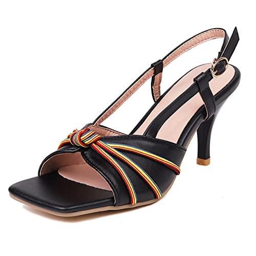 Joliss Damen Kitten Heel Slingback Sandalen Damen Offene Zeh Abend Kleid Sandalen Schwarz Gr 40.5 EU/42Cn von Joliss