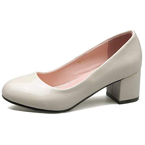 Joliss Damen Pumps Blockabsatz Runde Zehen Pumps Beige Gr 49 EU/51Cn von Joliss