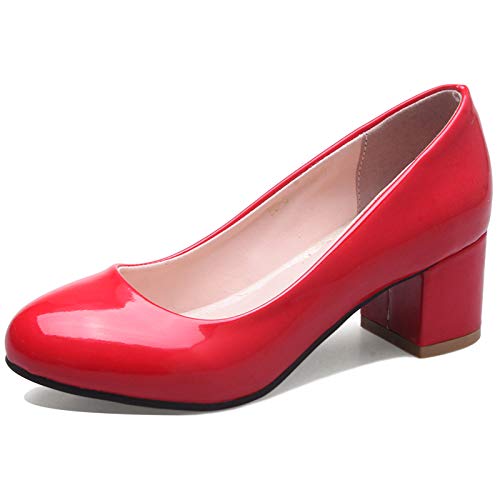 Joliss Damen Pumps Blockabsatz Runde Zehen Pumps Rot Gr 44 EU/46Cn von Joliss