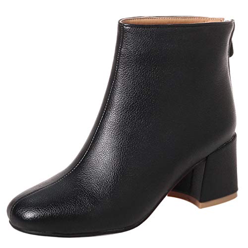 Joliss Damen Runde Zehen Reißverschluss Stiefeletten Damen Blockabsatz Stiefeletten Damen Abend Kleid Stiefeletten Schwarz Gr 48 EU/50Cn von Joliss