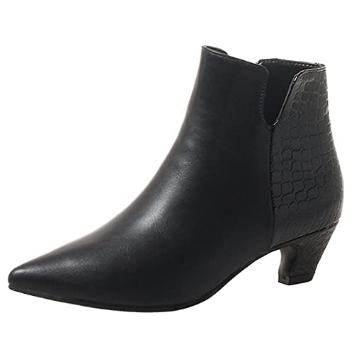 Joliss Damen Stiefeletten Damen Pointed Toe Stiefeletten Damen Kitten Heel Stiefeletten Damen Reißverschluss Kurzschaft Stiefel Damen Leisure Herbst Kurzschaft Stiefel Schwarz Gr 43 EU/45Cn von Joliss