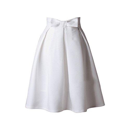 Jolisson Damen Tutu Rock A-Linie Vintage Bowknot Knielang Elegeant Swing Faltenrock von Jolisson