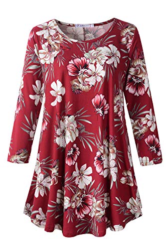 JollieLovin Damen-Tunika, 3/4-Ärmel, lockere Passform, Swing-T-Shirt - - Large von JollieLovin