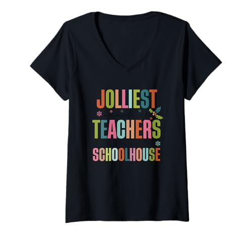 Damen Das lustigste Schulhaus der Lehrer T-Shirt mit V-Ausschnitt Damen Das lustigste Schulhaus der Lehrer T-Shirt mit V-Ausschnitt von Jolliest Teachers Holiday Cheer