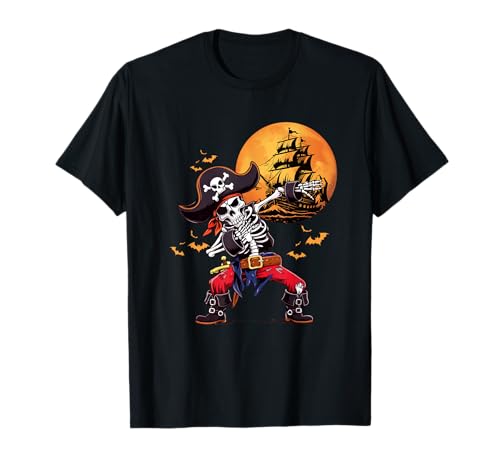Dabbing Skelett Pirat T-Shirt Halloween Kinder Jolly Roger T-Shirt von Jolly Roger Pirate Clothing