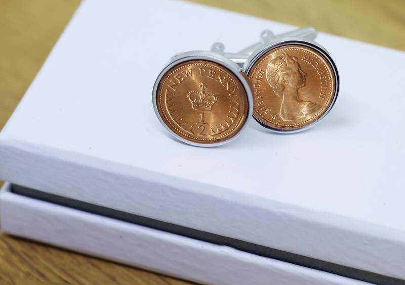 Hochzeitstag - Bronze | Manschettenknöpfe Halber Pfennig Verheiratet 8 Jahre 48Er Geburtstag 1961 Geschenk Für Ihn Ehemann Freund Münze von JollyGoodCreations