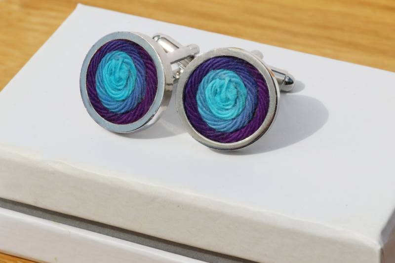 Hochzeitstag Geschenk 7 - Manschettenknöpfe Wolle | Woll-Accessoires Verheiratet Jahre Moderne Für Ihn Partner Ehemann von JollyGoodCreations