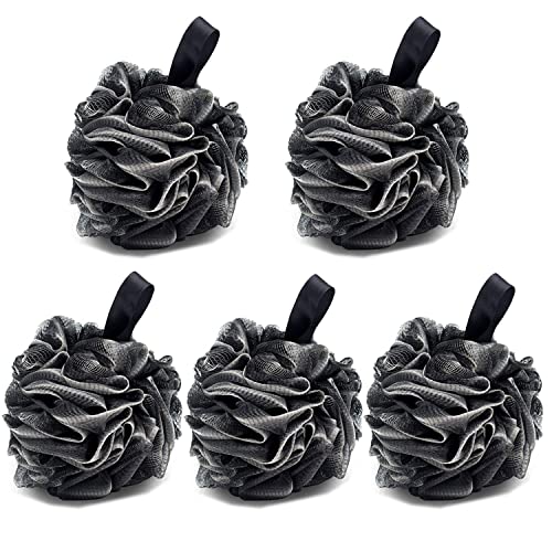 5 Pack Bad Dusche Sponge JollyJelly Mesh Bad Luffa Doppel Mesh Körper Scrubber Pinsel für Frauen Männer Peeling Haut Sauber Beruhigen Haut (60g/PCS) von JollyJelly