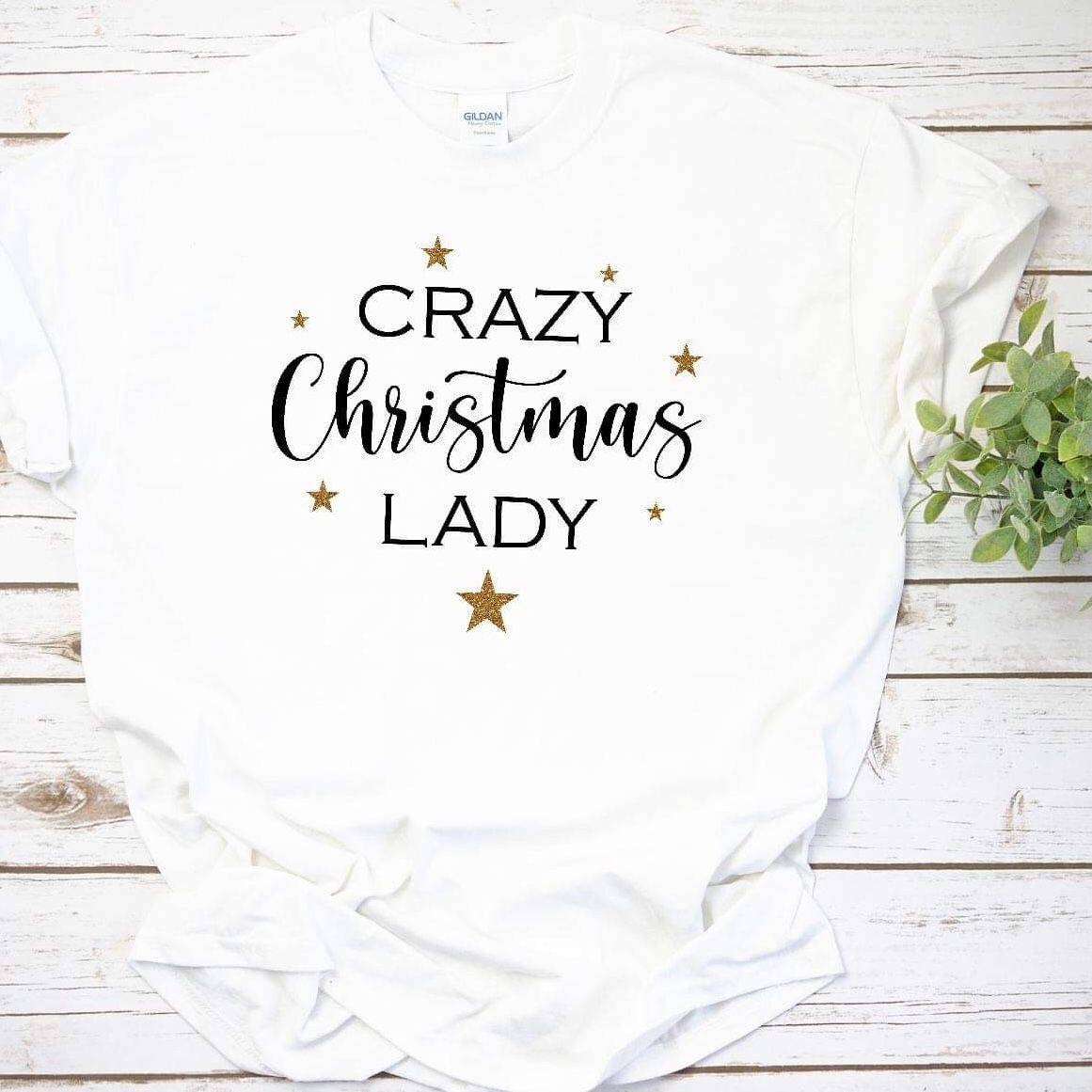 Personalisierte Crazy Christmas Lady Tshirt, Personalisierte Weihnachts Kleidung, Weihnachten Besessen von JollyPenguinGifts