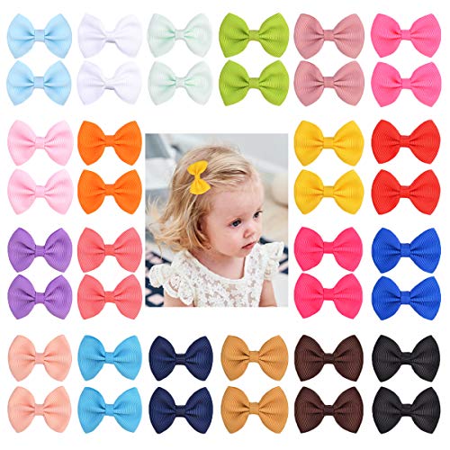 Jollybows 40 Stück 4,6 cm Baby-Haarspangen für Mädchen, Mini-Haarspangen, Ripsband, Haar-Accessoires für Kinder, Kleinkinder, Säuglinge von jollybows