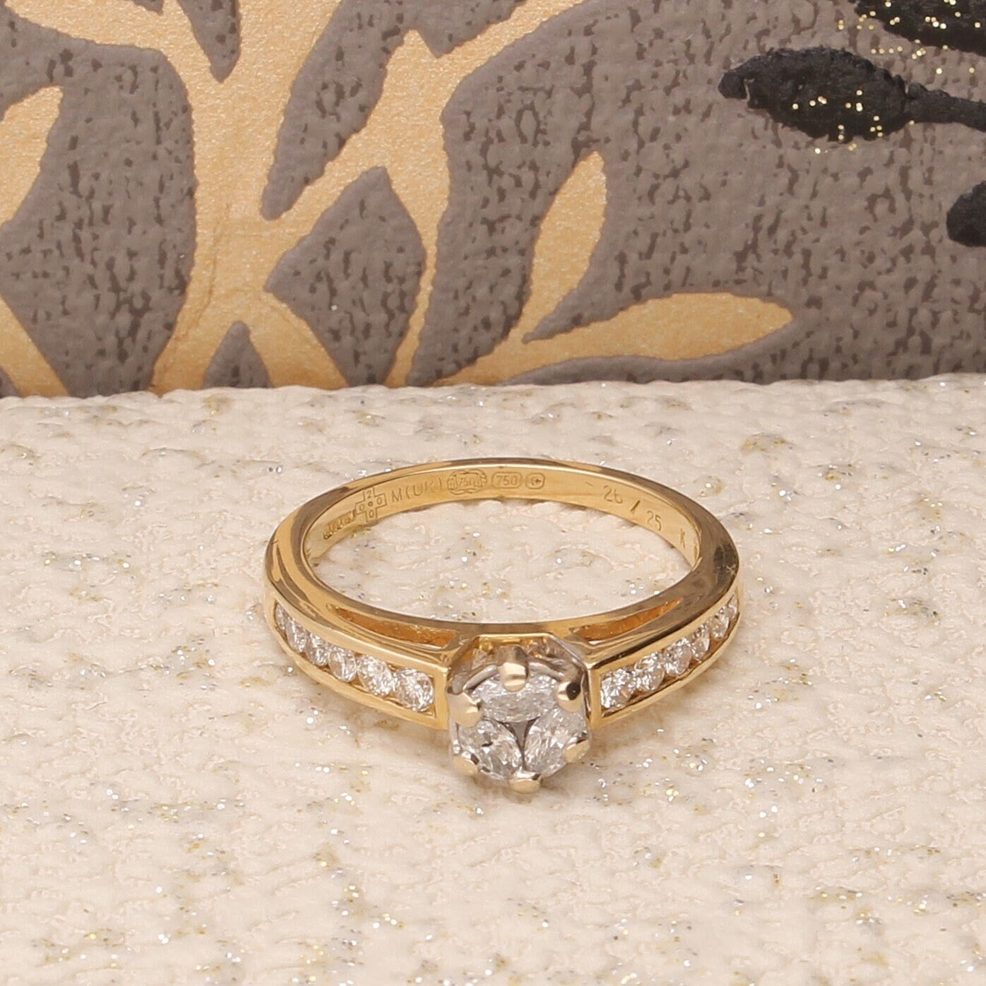 0.51Ct Diamant 18Carat Gelbgold Marquise Cut Cluster Ring, Verlobungsring, Mode Ring von JollysJewellers