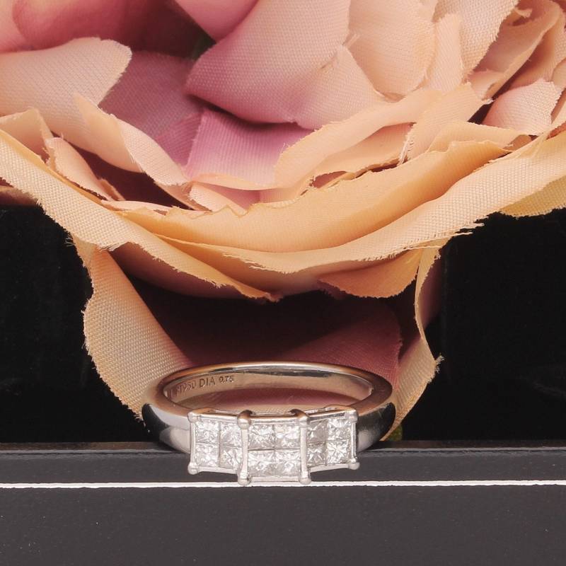 0.75Ct Diamant Platin Spannungs Set Cluster Ring, Mode Ring von JollysJewellers