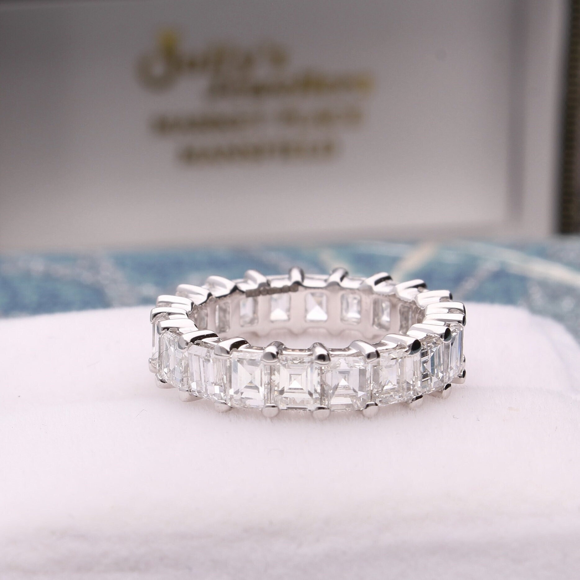 4.00Ct Diamant Neu Platin Prinzessin Cut Full Eternity Ring, Mode Ring von JollysJewellers