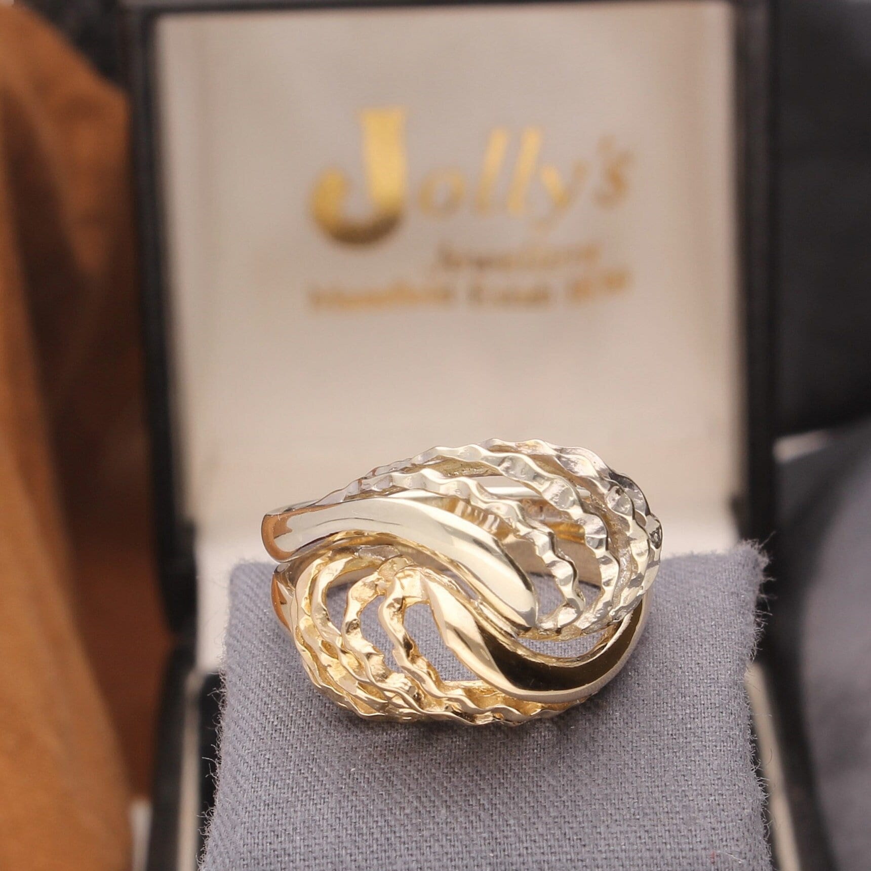 9Carat Gelb & Weiß Gold Kleid Ring, Mode Ring von JollysJewellers