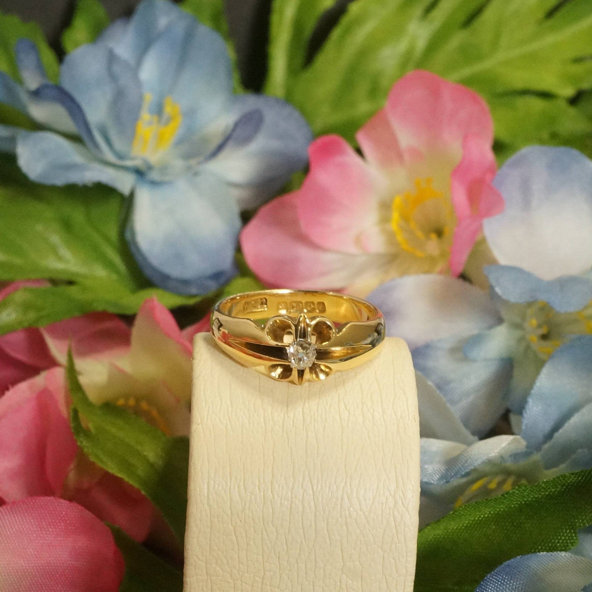 Antik 1918 0.20Ct Altschliff Diamant 18Carat Gelbgold Solitär Ring, Mode Ring von JollysJewellers