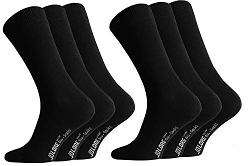 Jolore Bio Baumwoll Socken - 3 Paar Anzug Socken - Herren und Damen Business Bio Socken - Top Qualität (39-42, Schwarz 6er Pack) von Jolore