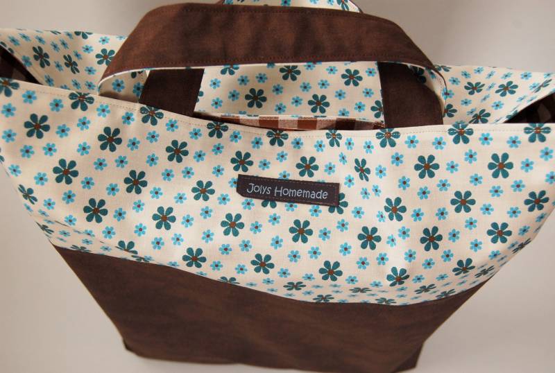 Shopper/Tragetasche Braun-Weiß-Petrol von JolysHomemade