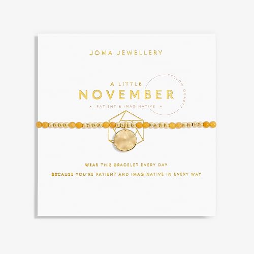 Joma Jewellery A Little Gold Month Geburtsstein-Armband, 17,5 cm dehnbar, verstellbar, stapelbares Handgelenk-Armband, 17.5 centimeters, Silber von Joma Jewellery