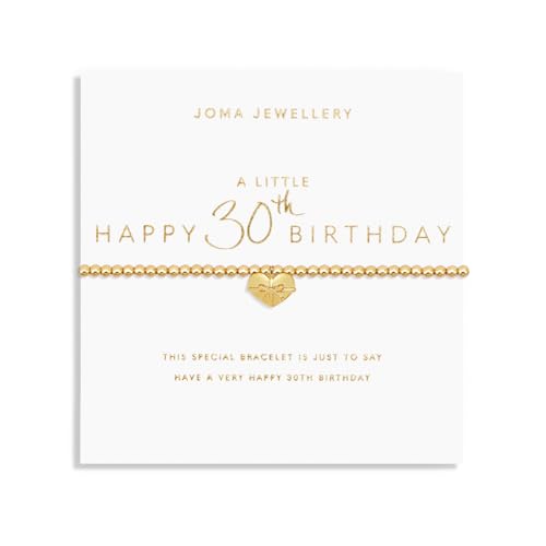 Joma Jewellery Stretch-Armband mit Aufschrift "A Little Happy 30th Birthday", vergoldet, 17,5 cm von Joma Jewellery
