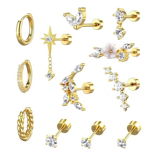 Jomdjmskes 12 Pcs Ohrringe, Helix Piercings, Statement Ohrstecker, Medizinische Ohrstecker Knorpel, Helix Piercings Chirurgenstahl, Damen Klein Ohrringe Creolen, Tragus Ohr Schmuck Damen Herren Jomdjmskes 12 Pcs Ohrringe, Helix Piercings, Statement Ohrstecker, Medizinische Ohrstecker Knorpel, Helix Piercings Chirurgenstahl, Damen Klein Ohrringe Creolen, Tragus Ohr Schmuck Damen Herren von Jomdjmskes