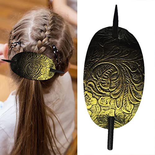 Haarspange mit Stab – ovale Form aus Kunstleder, Haarspange, Haarspange aus Leder und Haarnadeln, Pferdeschwanz-Halter, Haarschmuck für Frauen und Mädchen von Jomewory