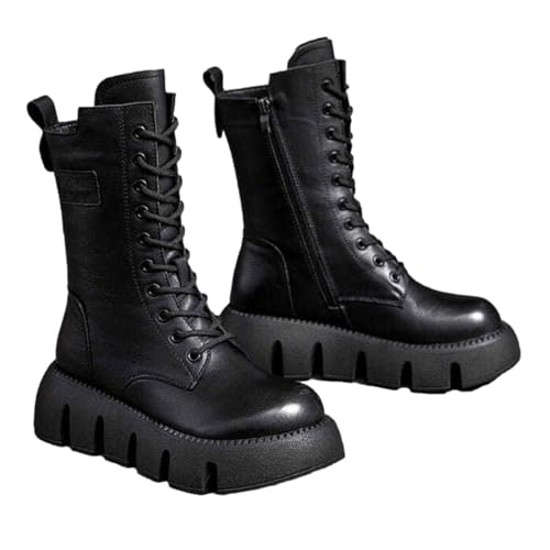 Jomewory Damen Stiefel, gekerbte Sohle, wasserdicht, Schneestiefel mit dicken Sohlen – Winterstiefel für Damen, Zubehör für den Alltag, Schwa , 40 EU von Jomewory