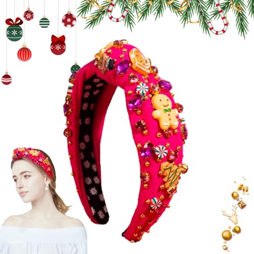 Jomewory Weihnachts-Strass-Stirnband, breite Feiertags-Haarbänder, Haarreifen, Weihnachtskostüm-Zubehör, festliches Urlaubsparty-Zubehör für Frauen, Urlaubsparty-Gastgeschenke von Jomewory