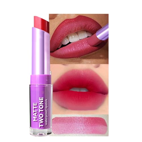 Velour Lippenstift | Wasserdicht Lippenstift für Frauen, zweifarbig, Nude Matt | Lang anhaltender wasserdichter Lippenstift für Frauen, Antihaft-Becher, Geschenk Jomewory von Jomewory