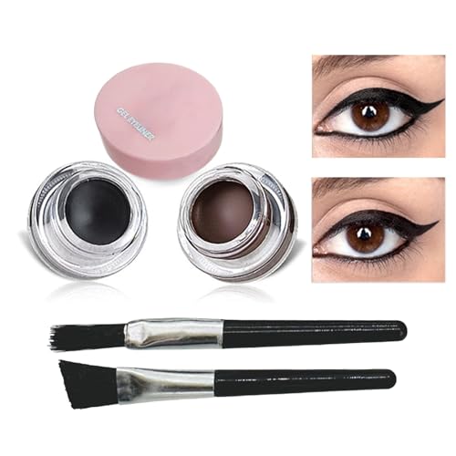 Wasserdichter Gel-Eyeliner | 2-in-1 wasserdichter Eyeliner mit Augen-Make-up-Pinseln | lang anhaltender Gel-Liner für Make-up-Show, Verabredungen, Frauen Jomewory von Jomewory