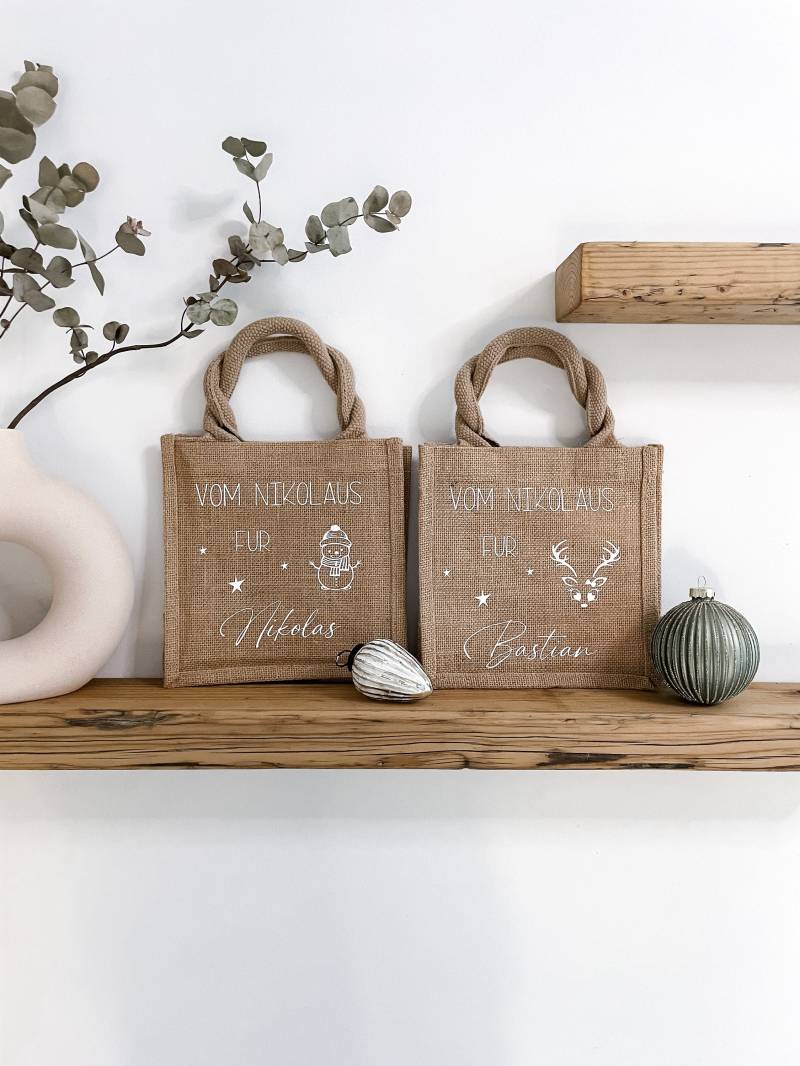 Jutetasche | Personalisierte Nikolaustasche Nikolausgeschenk Jutebeutel Nikolaus Tragetasche Personalisiertes Geschenk |Geschenkidee von JomihUnique