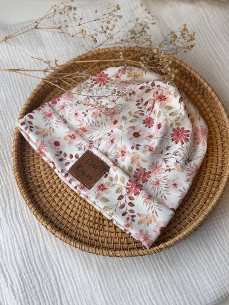 Ab 16, 00 Euro Beanie Mütze Single Jersey Baumwolle Muster Print Gr. 36-59 Handmade Herbst Winter Kombi Mit Oder Ohne Label von JomisaDesignShop