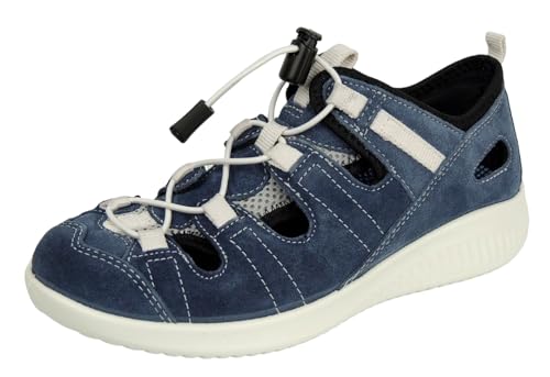 Jomos Damen Sneaker Wildleder Gummizipper LOSE Einlagen extra weit (Jeans/Cement, EU Schuhgrößensystem, Erwachsene, Numerisch, X-Weit, 39) von Jomos