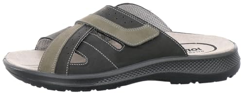 Jomos Herren - Pantolette KOMPLETT Leder Klett schwarz/Asphalt (41 EU, schwarz/Asphalt) von Jomos