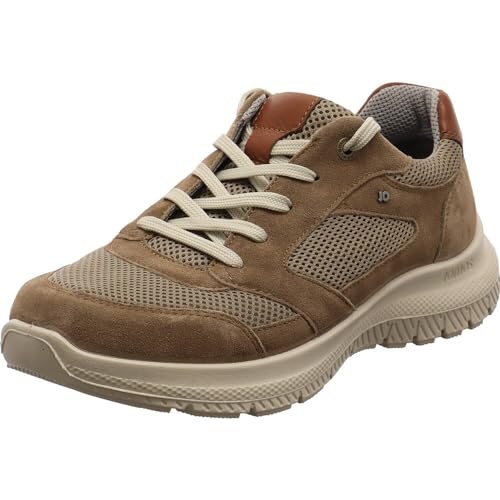 Jomos Herren Schnürschuh aus Veloursleder und Textil in Beige mit Reißverschluss und Wechselfußbett. beige Gr. 43 von Jomos