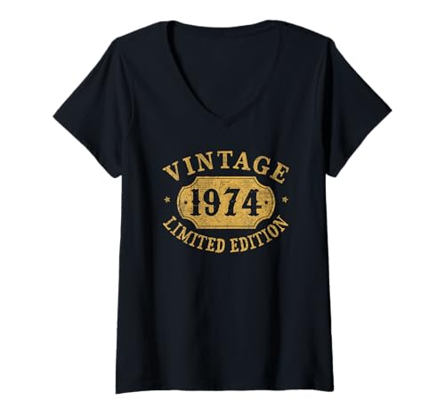 Damen 51. Geburtstag Frauen 51 Jahre alt Männer Lustig 1974 51 Jahre alt T-Shirt mit V-Ausschnitt Damen 51. Geburtstag Frauen 51 Jahre alt Männer Lustig 1974 51 Jahre alt T-Shirt mit V-Ausschnitt von Jomqueru Vintage Birthday Gifts Store
