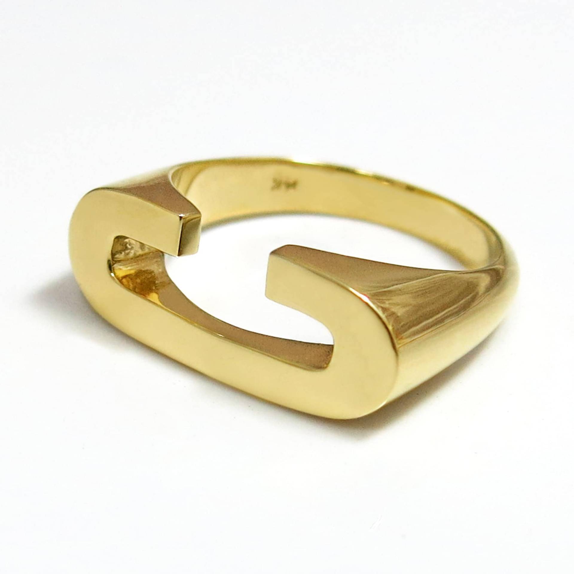 14K Gold Initial Ring, Buchstaben Alphabet Erste Schmuck, Ring Für Frauen, Benutzerdefinierte Siegel C-Ring von JonJonJewel