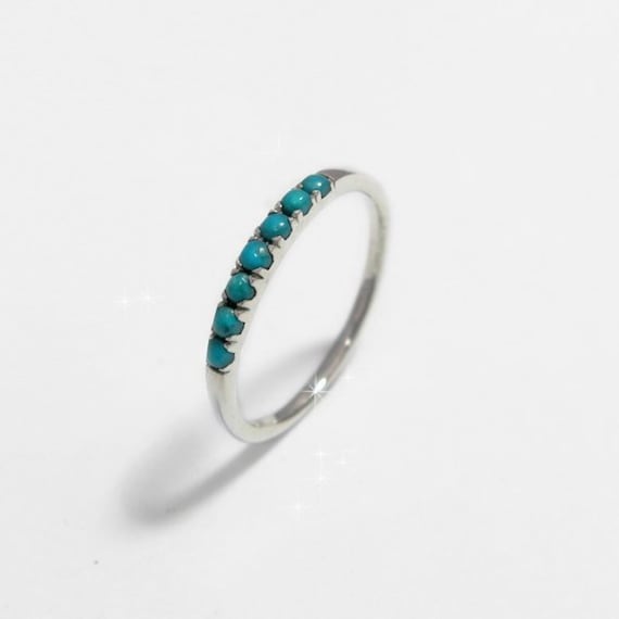 7 Stein Ring, Silber Edelstein Türkis Blau Boho Dornröschen von JonJonJewel