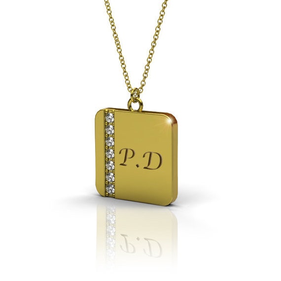 Benutzerdefinierte Erste Halskette, Scheibe Silber Monogramm Personalisierte Männer Namen Kristall Initial Halskette von JonJonJewel