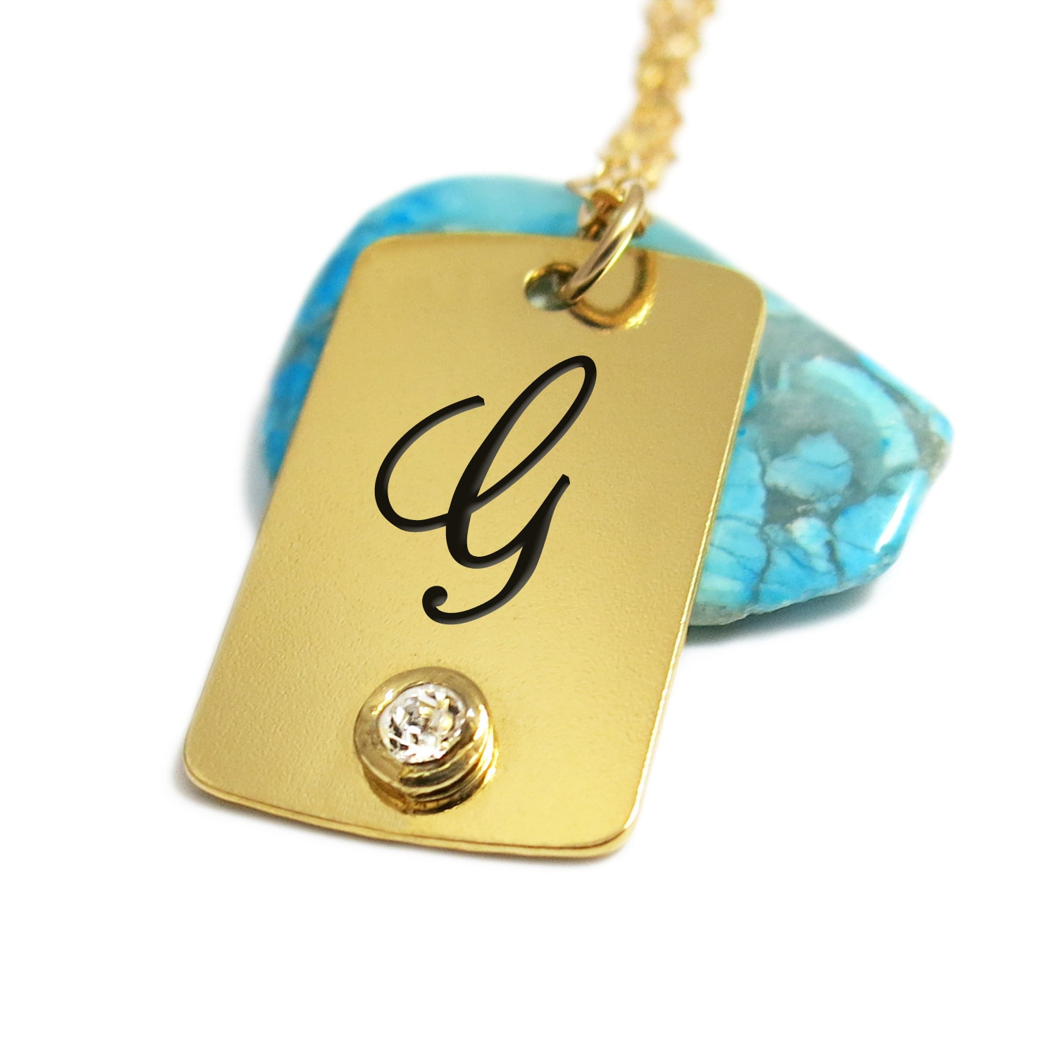 Brief Halskette, Erste Halskette Mit Birthstone, Für Männer, Monogramm Gravierte von JonJonJewel