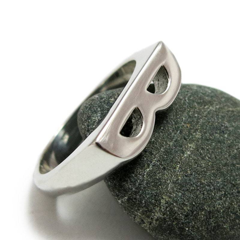 Erste Ring, Benutzerdefinierte Silber Erste Monogramm Personalisierte Ring Für Frauen, Brief Ring, Text-Ring, B-Ring von JonJonJewel