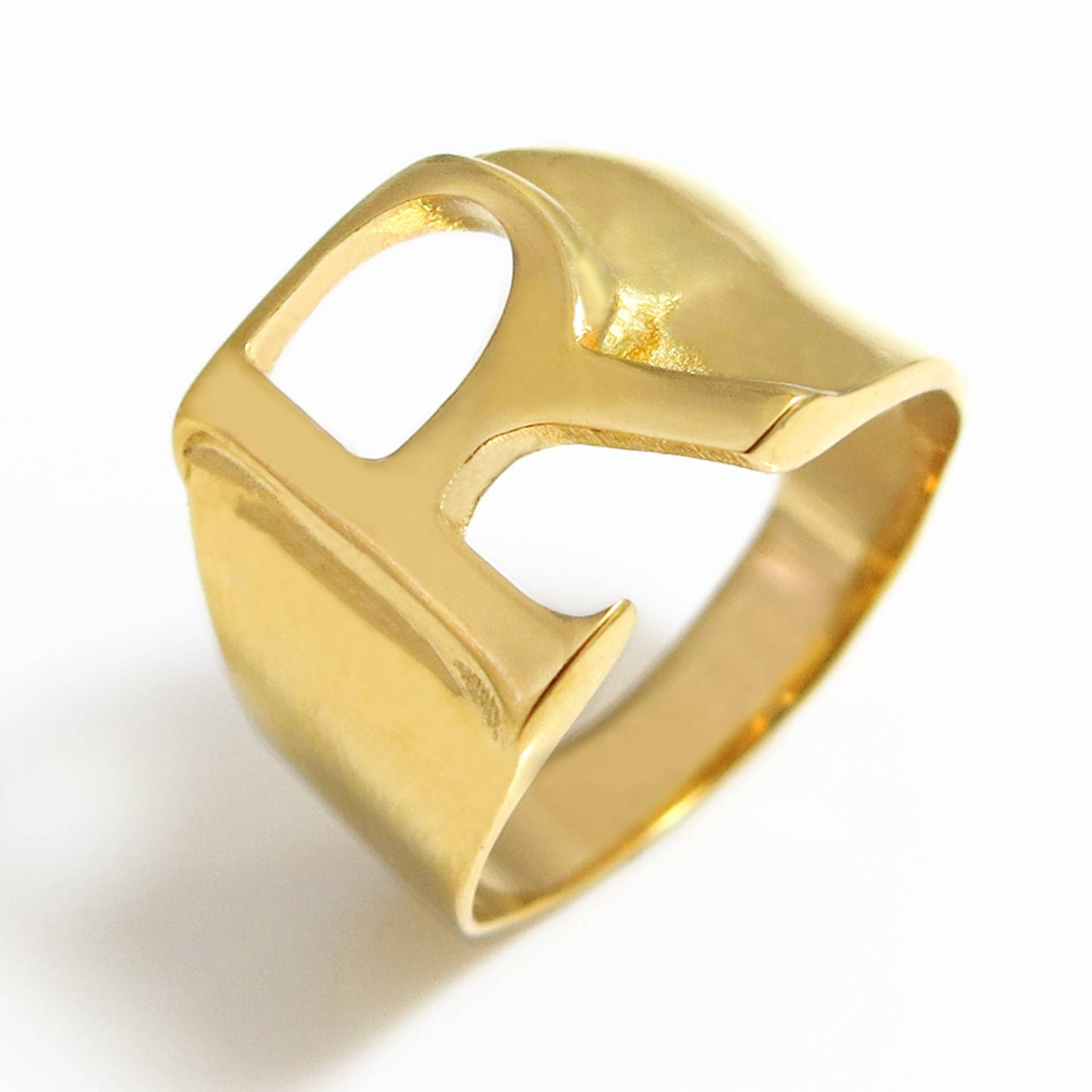 Gold Initial Ring, Benutzerdefinierte Erste Schmuck Namensring, Siegel Alphabet 14 K Brief R-Ring von JonJonJewel