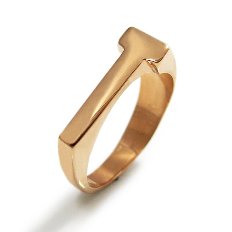 Initial Ring, Roségold Buchstabe T Ring Für Frauen, Individueller Personalisierter Alphabet Signet von JonJonJewel
